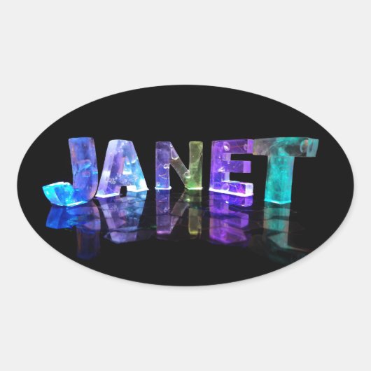 Der Name Janet in 3D-Leuchten (Foto) Ovaler Aufkleber (Vorderseite)