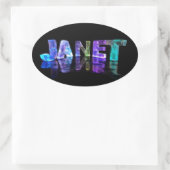 Der Name Janet in 3D-Leuchten (Foto) Ovaler Aufkleber (Tasche)