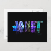 Der Name Janet in 3D-Leuchten (Foto) Postkarte (Vorne/Hinten)