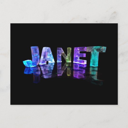Der Name Janet in 3D-Leuchten (Foto) Postkarte (Vorderseite)