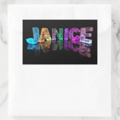 Der Name Janice in 3D-Leuchten (Foto) Rechteckiger Aufkleber (Tasche)