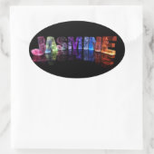 Der Name Jasmine in 3D-Leuchten (Foto) Ovaler Aufkleber (Tasche)