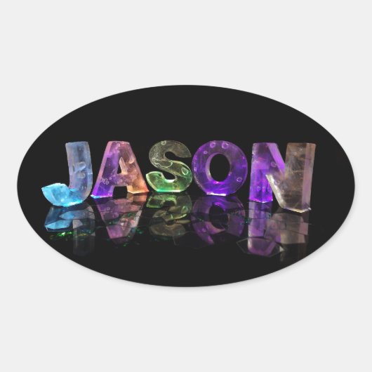 Der Name Jason in 3D Lights (Foto) Ovaler Aufkleber (Vorderseite)