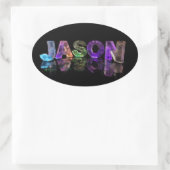 Der Name Jason in 3D Lights (Foto) Ovaler Aufkleber (Tasche)