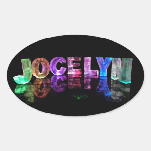 Der Name Jocelyn in 3D Lights (Foto) Ovaler Aufkleber