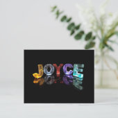Der Name Joyce in 3D-Leuchten (Foto) Postkarte (Stehend Vorderseite)
