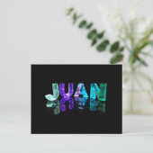 Der Name Juan in 3D-Leuchten (Foto) Postkarte (Stehend Vorderseite)