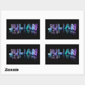 Der Name Julian in 3D-Leuchten (Foto) Rechteckiger Aufkleber (Blatt)