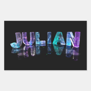 Der Name Julian in 3D-Leuchten (Foto) Rechteckiger Aufkleber