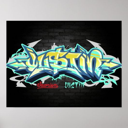 Der Name Justin in Graffiti Poster (Vorne)