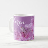 Der Name Karen floral lila rosa boho Kaffeetasse (Vorderseite Links)