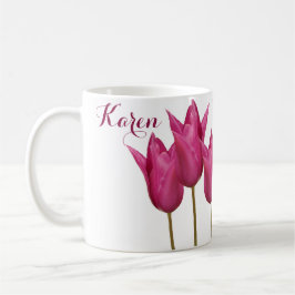 Der Name Karen hübsche rosa Tulpen Kaffeetasse