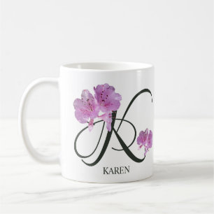 Der Name Karen ist hübsche Rosa Blumenfrau Kaffeetasse