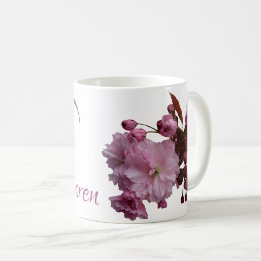 Der Name Karen Pink Kirschblüte boho Kaffeetasse (VorderseiteRechts)