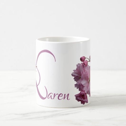 Der Name Karen Pink Kirschblüte boho Kaffeetasse (Mittel)