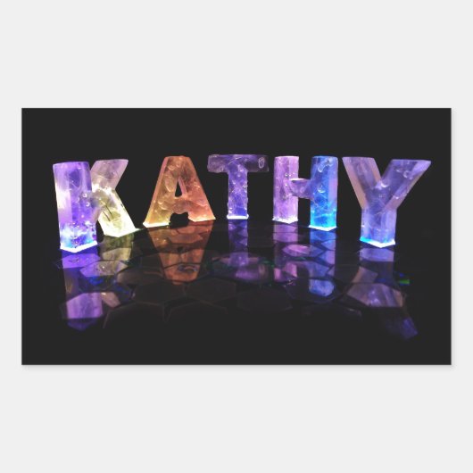 Der Name Kathy in 3D Lights (Foto) Rechteckiger Aufkleber (Vorderseite)
