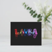 Der Name Laura in 3D-Leuchten (Foto) Postkarte (Stehend Vorderseite)