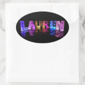 Der Name Lauren in 3D-Leuchten (Foto) Ovaler Aufkleber (Tasche)