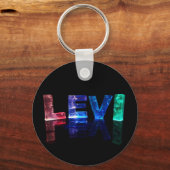 Der Name Levi in 3D-Leuchten (Foto) Schlüsselanhänger (Vorderseite)