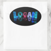 Der Name Logan in 3D-Leuchten (Foto) Ovaler Aufkleber (Tasche)