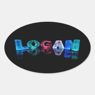 Der Name Logan in 3D-Leuchten (Foto) Ovaler Aufkleber
