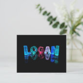 Der Name Logan in 3D-Leuchten (Foto) Postkarte (Stehend Vorderseite)