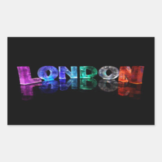 Der Name London in 3D-Leuchten (Foto) Rechteckiger Aufkleber