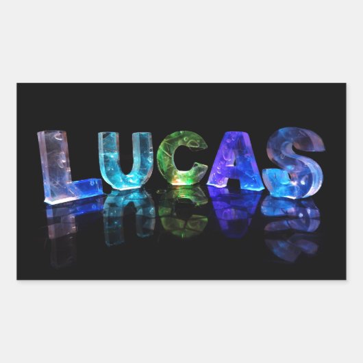 Der Name Lucas in 3D-Leuchten (Foto) Rechteckiger Aufkleber (Vorderseite)
