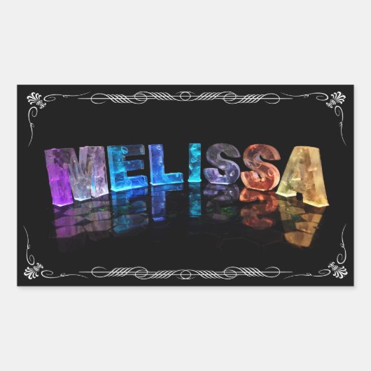 Der Name Melissa in 3D-Leuchten (Foto) Rechteckiger Aufkleber (Vorderseite)