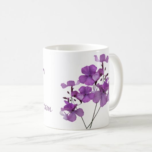 Der Name Miriam ist lila, blumenreich Kaffeetasse (VorderseiteRechts)