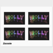 Der Name Molly in 3D Lights (Foto) Rechteckiger Aufkleber (Blatt)