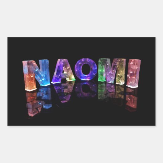 Der Name Naomi in 3D-Leuchten (Foto) Rechteckiger Aufkleber (Vorderseite)