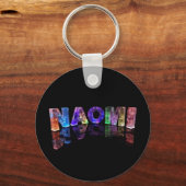Der Name Naomi in 3D-Leuchten (Foto) Schlüsselanhänger (Vorderseite)