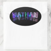 Der Name Nathan in 3D-Leuchten (Foto) Ovaler Aufkleber (Tasche)