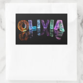 Der Name Olivia in 3D-Leuchten (Foto) Rechteckiger Aufkleber (Tasche)