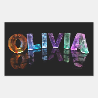 Der Name Olivia in 3D-Leuchten (Foto) Rechteckiger Aufkleber