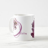 Der Name Olivia ist hübsch pinkfarben, blumengesch Kaffeetasse (Vorderseite Links)