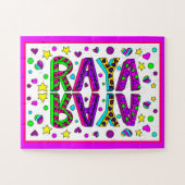 Der Name Raya, Lila und rosa Sterne Puzzle (Horizontal)