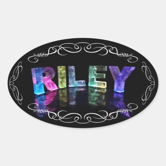 Der Name Riley in 3D-Leuchten (Foto) Ovaler Aufkleber (Vorderseite)