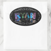 Der Name Ryan in 3D-Leuchten (Foto) Ovaler Aufkleber (Tasche)