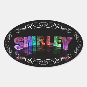 Der Name Shirley - Name in Lights (Foto) Ovaler Aufkleber