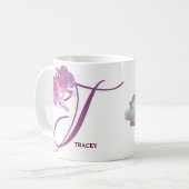Der Name Tracey hübsch rosa Rosa Blütenblume Kaffeetasse (Vorderseite Links)