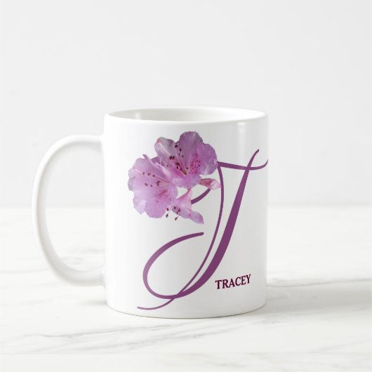 Der Name Tracey hübsch rosa Rosa Blütenblume Kaffeetasse (Links)