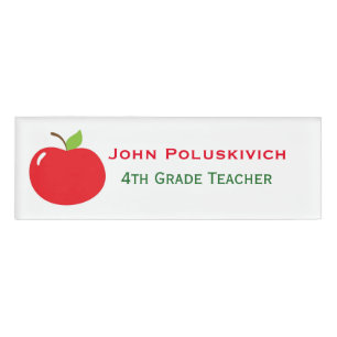 Der Name-Umbau roten Apple-Lehrers Namenschild