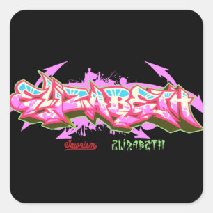 Der NamensElizabeth im GraffitiAufkleber Quadratischer Aufkleber