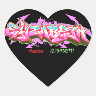 Der NamensElizabeth in GraffitiAufkleber   Herzen Herz-Aufkleber