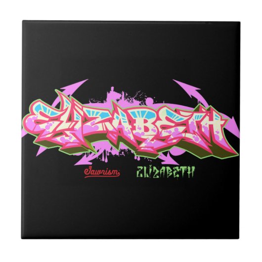 Der NamensElizabeth in GraffitiKeramik Fliese (Vorderseite)
