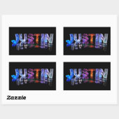 Der Namensjustin in 3D beleuchtet (Fotografie) Rechteckiger Aufkleber (Blatt)