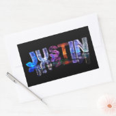 Der Namensjustin in 3D beleuchtet (Fotografie) Rechteckiger Aufkleber (Umschlag)