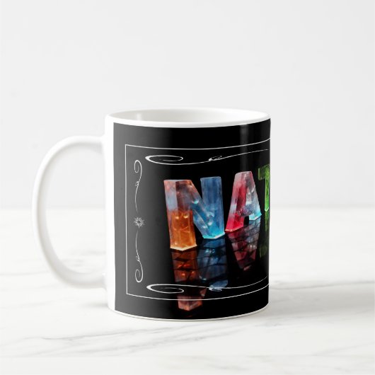 Der NamensNatalie - Name in den Lichtern Kaffeetasse (Links)